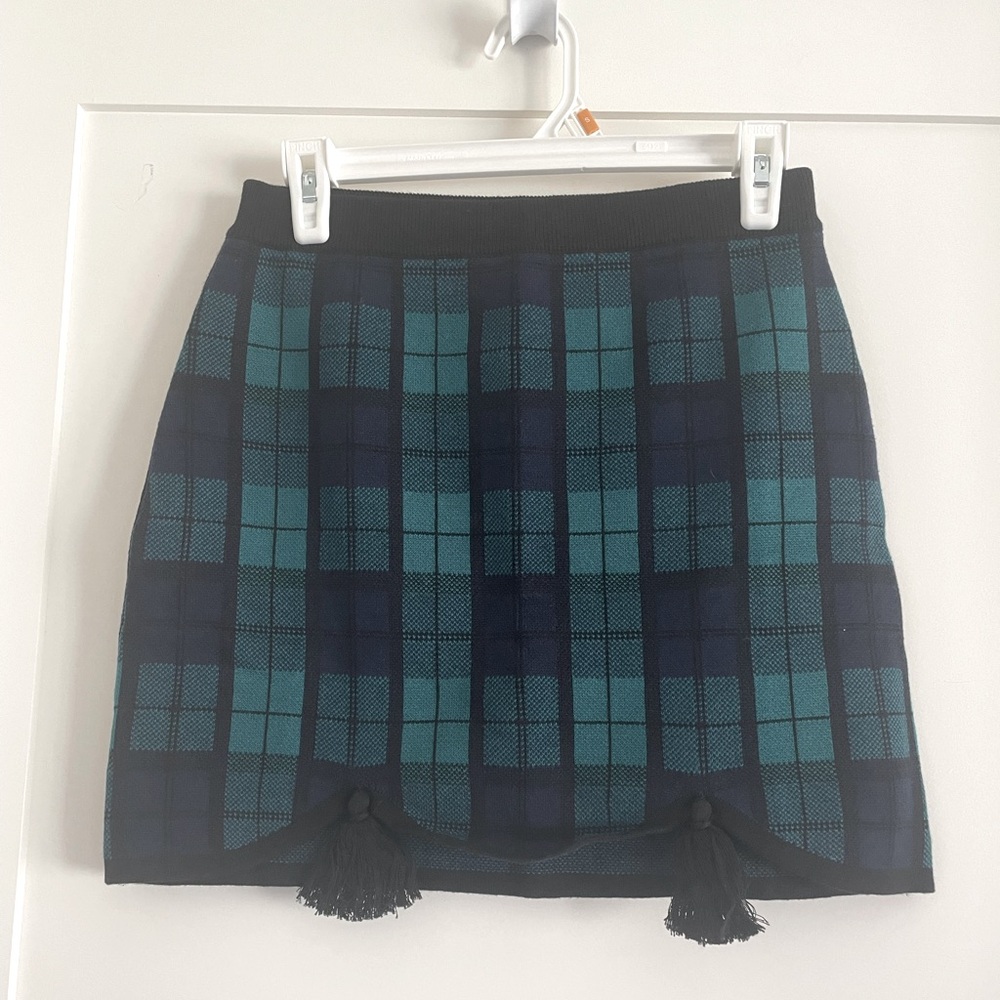 Rachel Antonoff Margaret Knit Blackwatch Plaid Mini Skirt, M